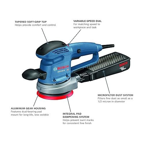  BOSCH GEX33-5N 5 In. Multi-Hole Random Orbit Sander/Polisher