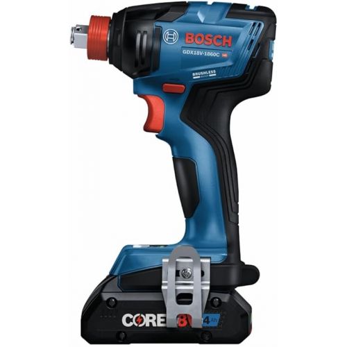  BOSCH GDX18V-1860CB15 18V Connected-Ready Two-In-One 1/4 In. and 1/2 In. Bit/Socket Impact Driver/Wrench Kit with (1) CORE18V 4 Ah Advanced Power Battery