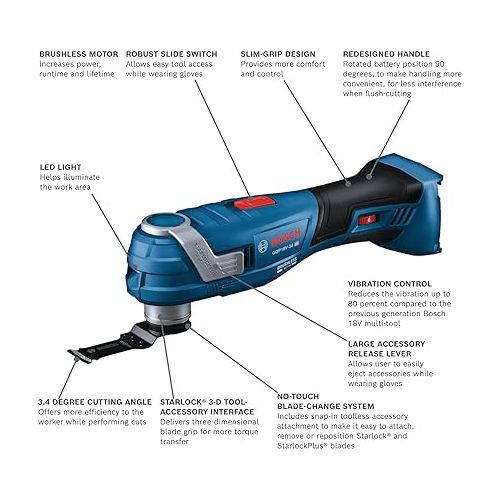  BOSCH GOP18V-34N 18V Brushless StarlockPlus® Oscillating Multi-Tool (Bare Tool)