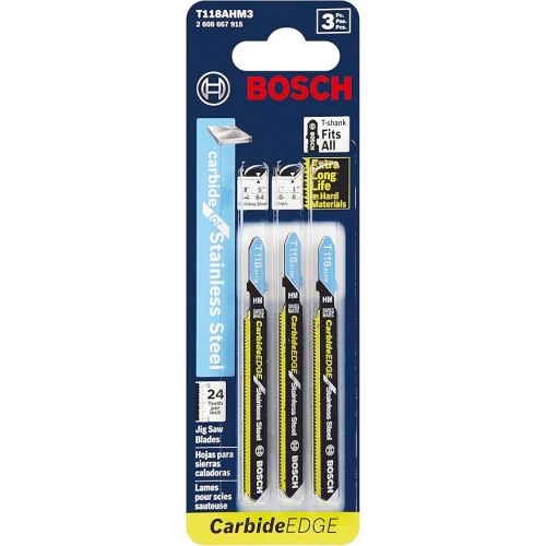  BOSCH T118AHM3 3 Pc. 3-1/4 In. 24TPI TC Bosch Shank Jigsaw Blade