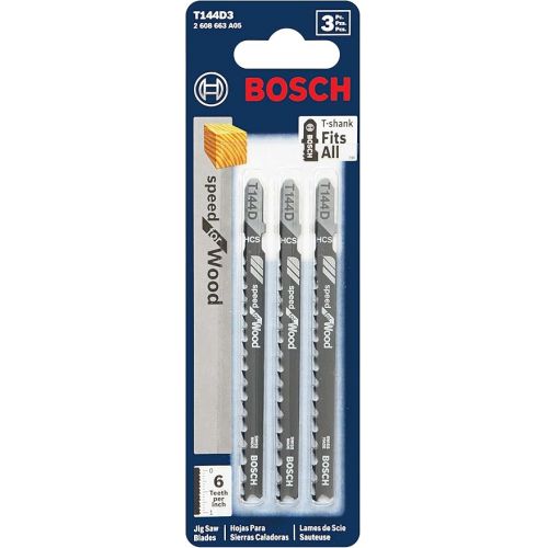  BOSCH T144D 5-Piece 4 In.6 TPI Speed for Wood T-Shank Jig Saw Blades