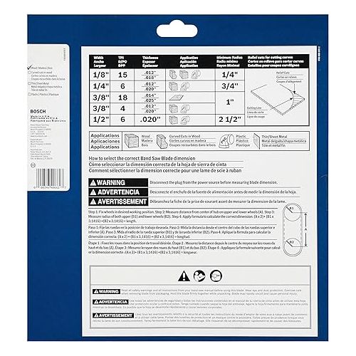  BOSCH BS9312-6W 93-1/2 In. 6 TPI General Purpose Stationary Band Saw Blade Ideal for Applications in Wood, Silver