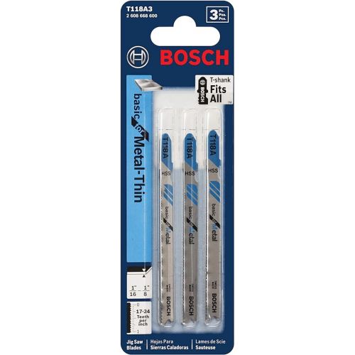  BOSCH T118A 5-Piece 3-5/8 In. 17-24 TPI Basic for Metal T-Shank Jig Saw Blades,Red