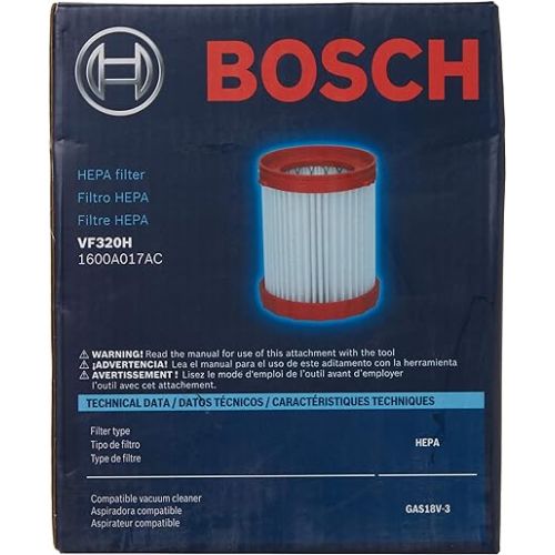  BOSCH VF320H HEPA Filter for 18V 2.6-Gallon Wet/Dry Vacuum Cleaner