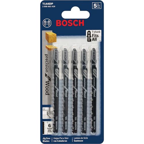  BOSCH T144DP 5-Piece 4 In. 6 TPI Precision for Wood T-Shank Jig Saw Blades