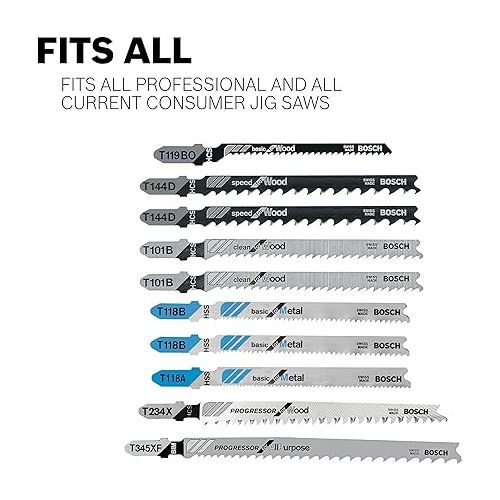  BOSCH T144DP 5-Piece 4 In. 6 TPI Precision for Wood T-Shank Jig Saw Blades