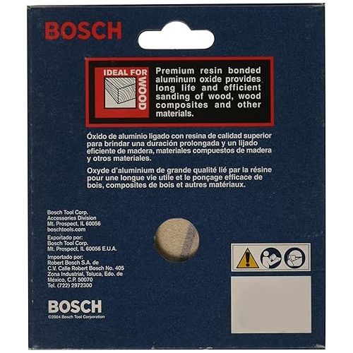  BOSCH SR5R180 5-Piece 180 Grit 5 In. 8 Hole Hook-And-Loop Sanding Discs