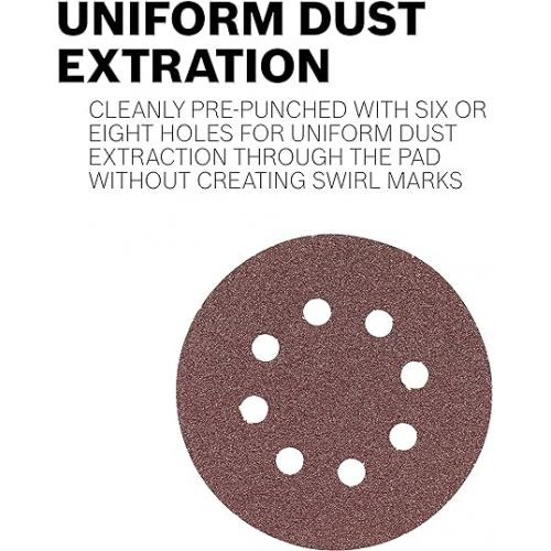  BOSCH SR5R180 5-Piece 180 Grit 5 In. 8 Hole Hook-And-Loop Sanding Discs