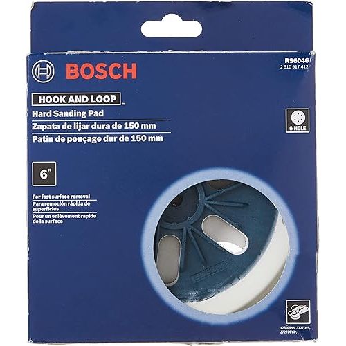  BOSCH RS6046 6 In. Hard Hook-&-Loop Sander Backing Pad for Flat Sanding without Gouging and Fast Removal