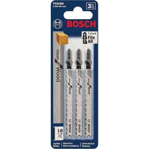  BOSCH T101B100 100-Pack 4 In. 10 TPI T-Shank Jig Saw Blades Ideal for Clean Cuts in Hard & Soft Wood, Plywood, Plastics, OSB, Laminated Particle Board