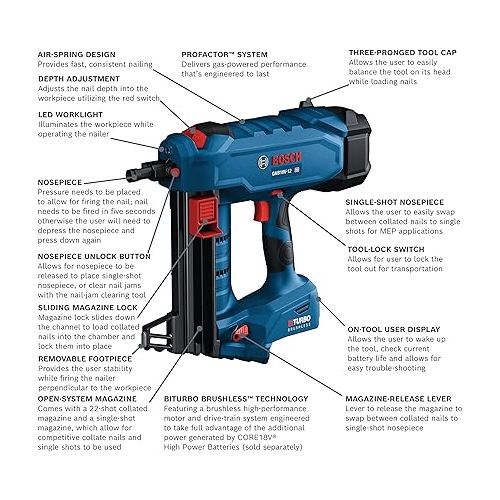  BOSCH GNB18V-12N PROFACTOR™ 18V Concrete Nailer (Bare Tool)