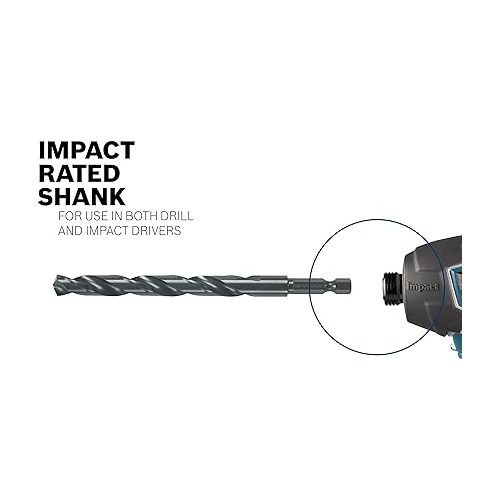  BOSCH BL2134IM 1-Piece 7/64 In. x 2-5/8 In. Black Oxide Metal Drill Bit Impact Tough with Impact-Rated Hex Shank for Applications in Steel, Copper, Aluminum, Brass, Oak, MDF, Pine, PVC and More