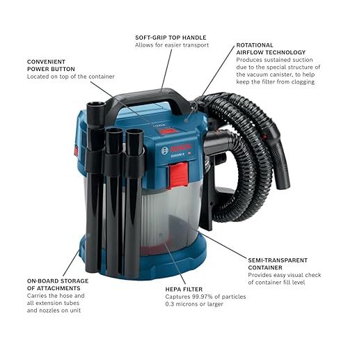  BOSCH GAS18V-3N 18V 2.6 gallon Vacuum Bare Tool , Blue