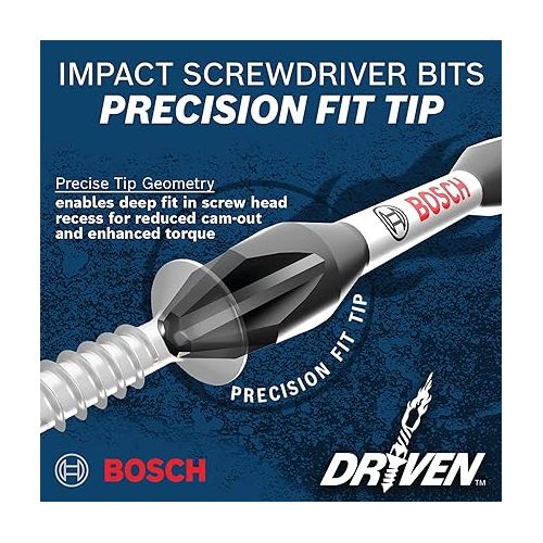  BOSCH ITDT25215 15-Pack 2 In. Driven Torx #25 Impact Tough Screwdriving Power Bits