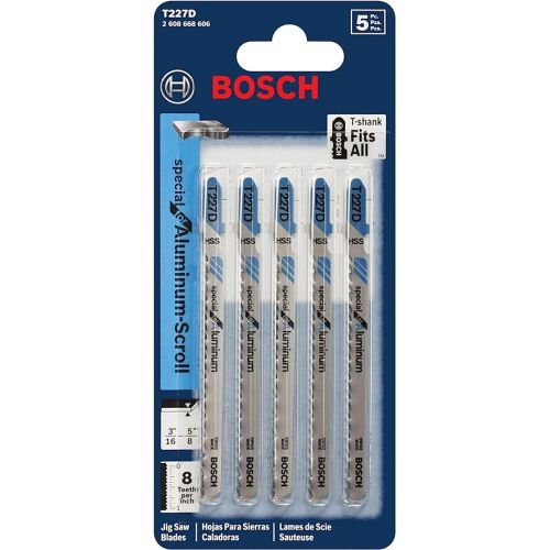  BOSCH T227D 5-Piece 4 In. 8 TPI Special for Aluminum T-Shank Jig Saw Blades