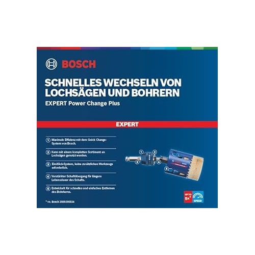  Bosch Professional 2x Expert Power Change Plus Hole Saw System Adapters (Ø 8,5 mm, Accessories Rotary Impact Drill)