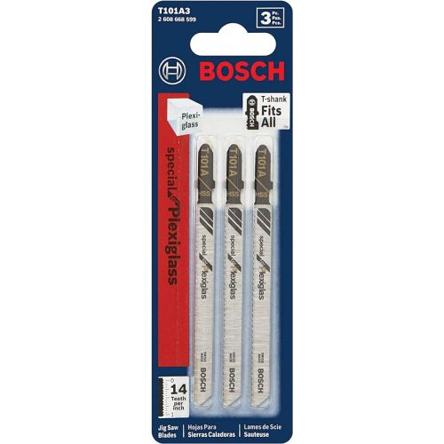  BOSCH T101A3 3-Piece 4 In. 14 TPI Special for Plexiglas T-Shank Jig Saw Blades