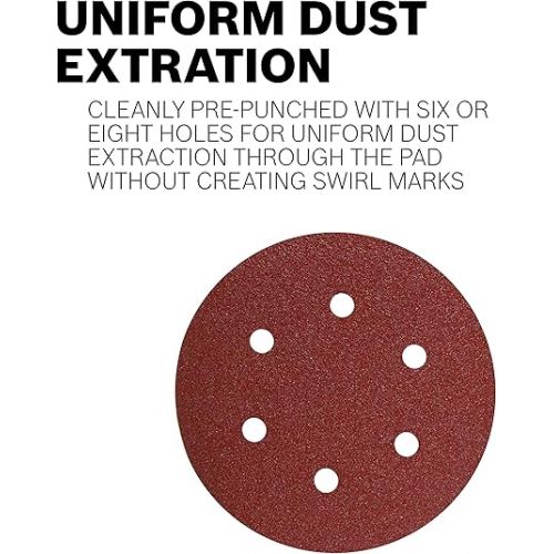  BOSCH SR5R040 5-Piece 40 Grit 5 In. 8 Hole Hook-And-Loop Sanding Discs