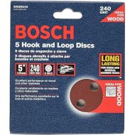 BOSCH SR5R240 5-Piece 240 Grit 5 In. 8 Hole Hook-And-Loop Sanding Discs