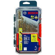 BOSCH CO21 21-Piece Assorted Set with Included Case Cobalt Metal Drill Bit with Three-Flat Shank for Drilling Applications in Stainless Steel, Cast Iron, Titanium, Light-Gauge Metal, Aluminum