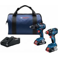 BOSCH GXL18V-233B25 18V 2-Tool Combo Kit with 1/2 In. Hammer Drill/Driver, Two-In-One 1/4 In. and 1/2 In. Bit/Socket Impact Driver/Wrench and (2) CORE18V® 4 Ah Advanced Power Batteries