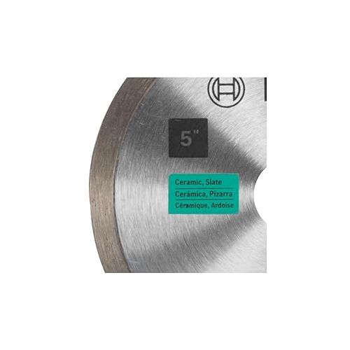  BOSCH DB543S 5 In. Standard Continuous Rim Diamond Blade with 7/8 In. Arbor for Clean Cut Wet/Dry Cutting Applications in Tile, Ceramic, Slate