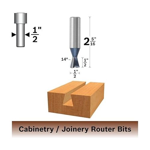  BOSCH 84709M 14 degree x 1/2 In. Carbide Tipped Dovetail Bit