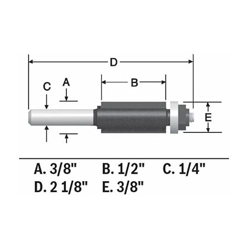  BOSCH 85269M 3/8 In. x 1/2 In. Carbide Tipped 2-Flute Flush Trim Bit