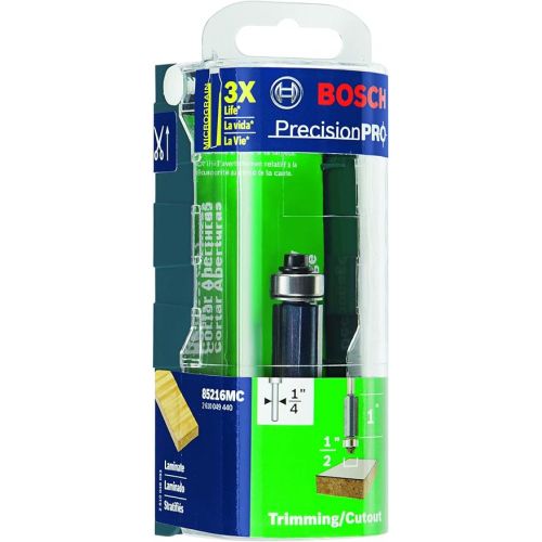  BOSCH 85216M 1/2 In. x 1 In. Carbide Tipped 3-Flute Flush Trim Bit