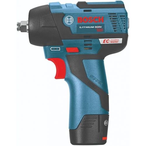  Bosch PS82-02-RT 12V MAX 2.0 Ah Cordless Lithium-Ion EC Brushless 3/8 in. Impact Wrench Kit (Renewed)