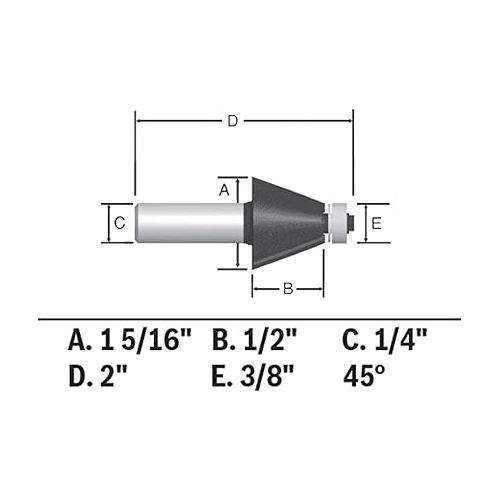  BOSCH 85298MC 1-5/16 In. x 45° Carbide-Tipped Chamfer Router Bit