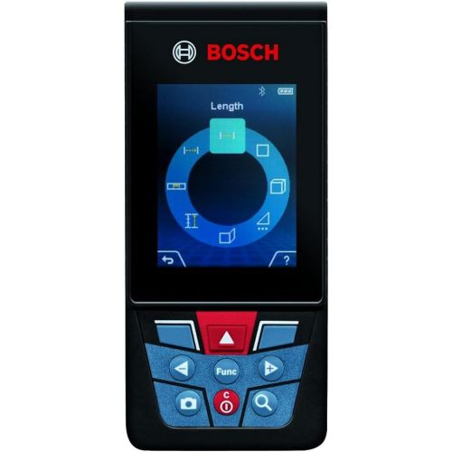  BOSCH GLM400C 400 Ft BLAZE Outdoor Connected Laser Measure with Camera Viewfinder, Includes 3 AA Batteries, Hand Strap, & Pouch