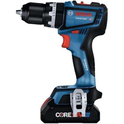  BOSCH GSB18V-800CB24 1/2 In. Brushless Connected-Ready Hammer Drill/Driver Kit with (1) CORE18V® 4 Ah Advanced Power Battery