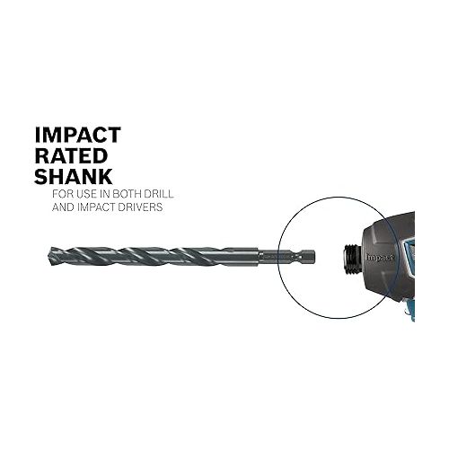  BOSCH BL2137IM 1-Piece 5/32 In. x 3-1/8 In. Black Oxide Metal Drill Bit Impact Tough with Impact-Rated Hex Shank for Applications in Steel, Copper, Aluminum, Brass, Oak, MDF, Pine, PVC and More