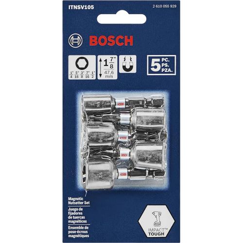  BOSCH ITNSV105 5-Piece 1-7/8 In.Impact Tough Nutsetters Assorted Set