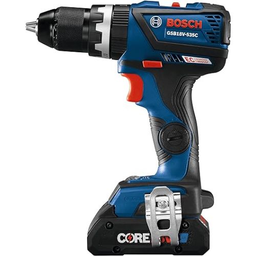  BOSCH GSB18V-535CB15 18V EC Brushless Connected-Ready 1/2 In. Hammer Drill/Driver with (1) CORE18V® 4 Ah Advanced Power Battery