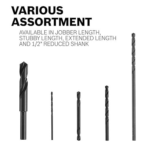  BOSCH BL2651 1-Piece 3/8 In. x 6 In. Extra Length Aircraft Black Oxide Drill Bit for Applications in Light-Gauge Metal, Wood, Plastic