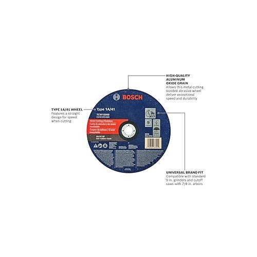  BOSCH 9 in. x .075 in. x 7/8 in. Arbor Type 1A/41 36 Grit Abrasive Wheel Ideal for Metal Cutting