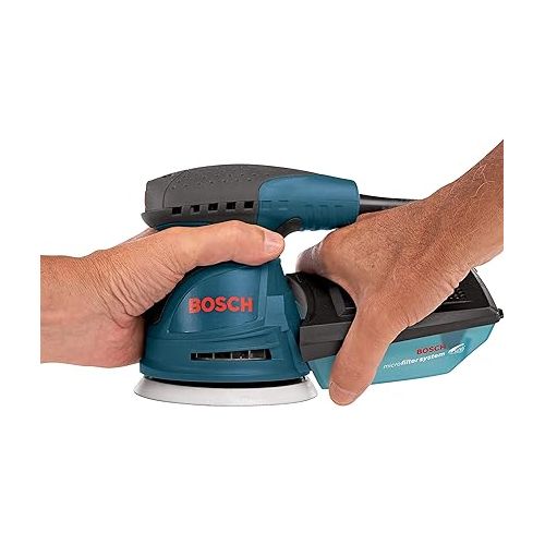  Bosch ROS20VSC-RT 5 in. VS Palm Random Orbit Sander Kit with Canvas Carrying Bag (Renewed)