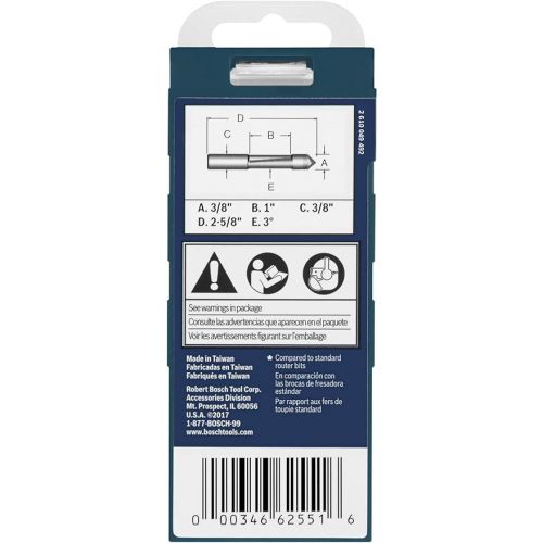  BOSCH 85245SMC 3/8 In. x 1 In. Carbide-Tipped Single-Flute Shear Angle Pilot Panel Router Bit