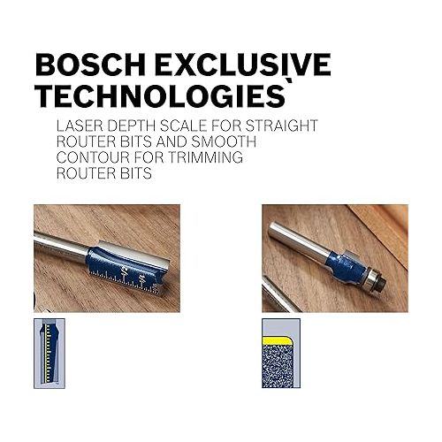  Bosch 85671M 1-1/8 In. x 1-1/2 In. Carbide Tipped 2-Flute Top Bearing Straight Trim Bit