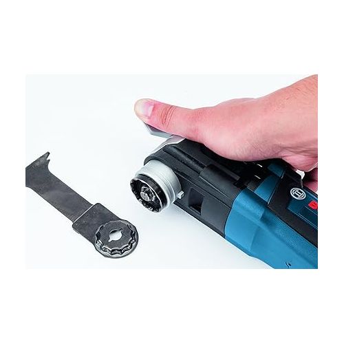  BOSCH OSM114F 1-1/4 In. StarlockMax Oscillating Multi Tool All Purpose Bi-Metal Plunge Cut Blade for Extreme-Duty Applications in Wood, Wood with Nails, Drywall, PVC, Metal (Nails and Staples)