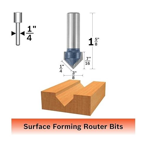  BOSCH 84300MC 3/8 In. x 7/16 In. Carbide-Tipped V-Groove Router Bit