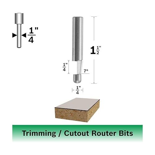  BOSCH 85286 Solid Carbide 7-1/2-Degree by 1/4-Inch Cut Length Bevel Trim Bit