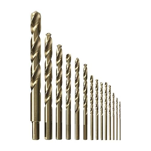  BOSCH CO14 14-Piece Assorted Set with Included Case Cobalt Metal Drill Bit with Three-Flat Shank for Drilling Applications in Stainless Steel, Cast Iron, Titanium, Light-Gauge Metal, Aluminum