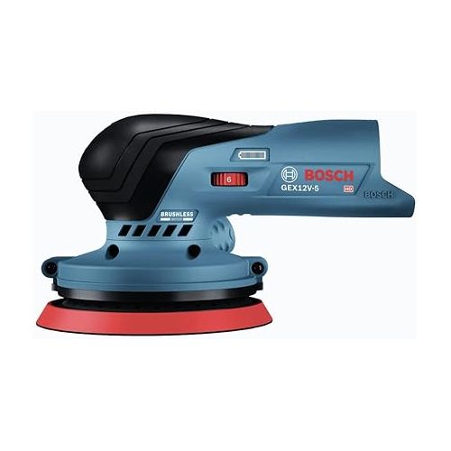  Bosch GEX12V-5N-RT 12V Max Brushless Lithium-Ion 5 in. Cordless Random Orbit Sander (Tool Only) (Renewed)