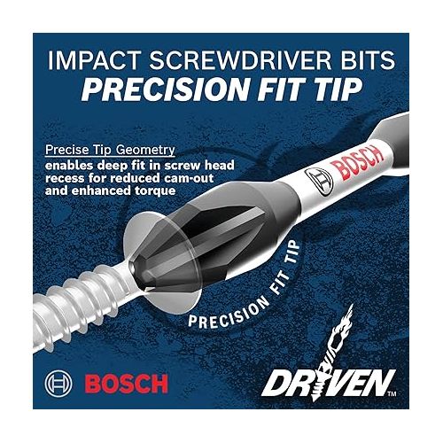  BOSCH ITDPH2115 15-Pack 1 In. Driven Phillips #2 Impact Tough Screwdriving Insert Bits