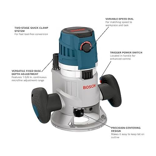  Bosch MRF23EVS 2.3 HP Electronic VS Fixed-Base Router with Trigger Control