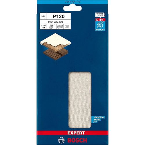  Bosch Professional 10x Expert M480 Sanding Net (115x230 mm, Grit 120, Accessories Orbital Sander)