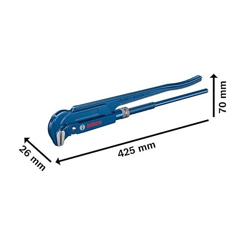  Bosch Professional Corner Pipe Wrench (90° jaw Position, Chrome-Vanadium Steel, Suitable for Pipes is 60 mm or 2 3/8